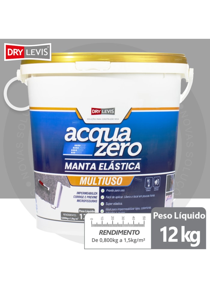 Manta Elástica Impermeabilizante Acrílica Acqua Zero 12KG Cinza