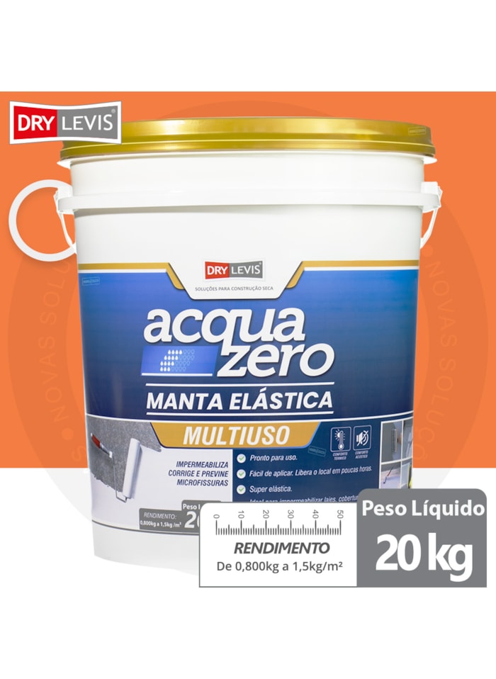 Manta Elástica Impermeabilizante Acrílica Acqua Zero 20KG Cerâmica Telha