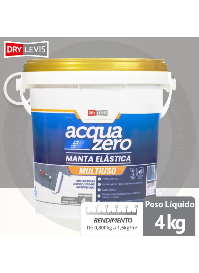 Manta Elástica Impermeabilizante Acrílica Acqua Zero 4KG Cinza