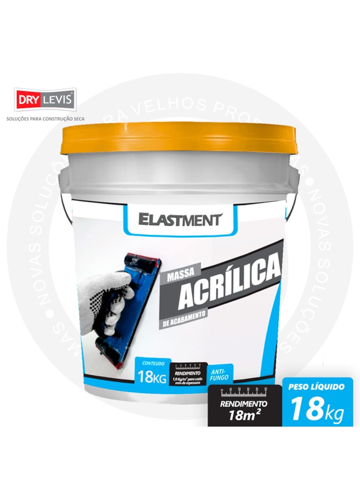 Massa Acrílica em Pó Drylevis, Balde 18KG - Alta resistência a água, Fácil aplicação