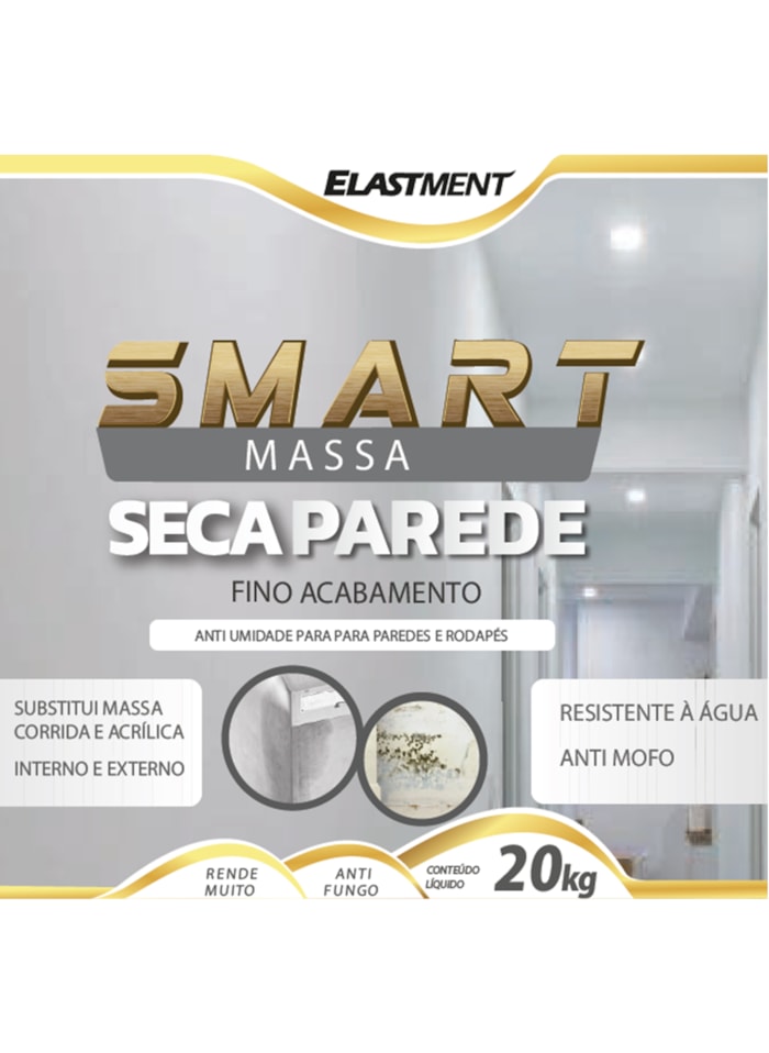 Massa Fina Seca Parede Elastment, 20KG Branco -  Anti Mofo, Resistente à Água