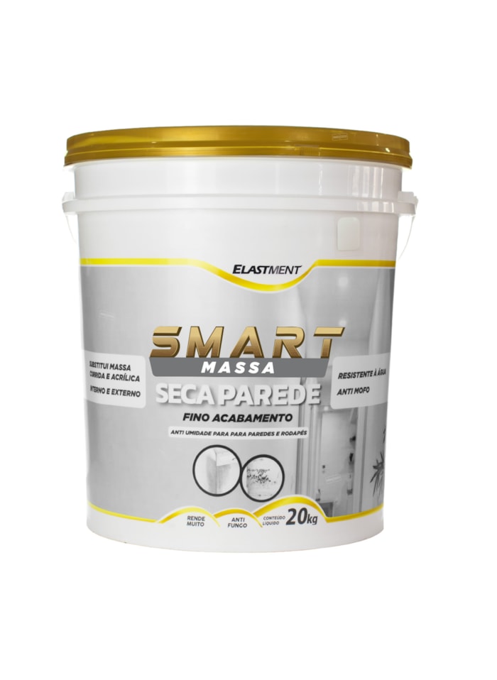 Massa Fina Seca Parede Elastment, 20KG Branco -  Anti Mofo, Resistente à Água