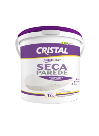 Massa para Nivelamento e Regularização Skim Coat Seca Parede 12KG Cristal