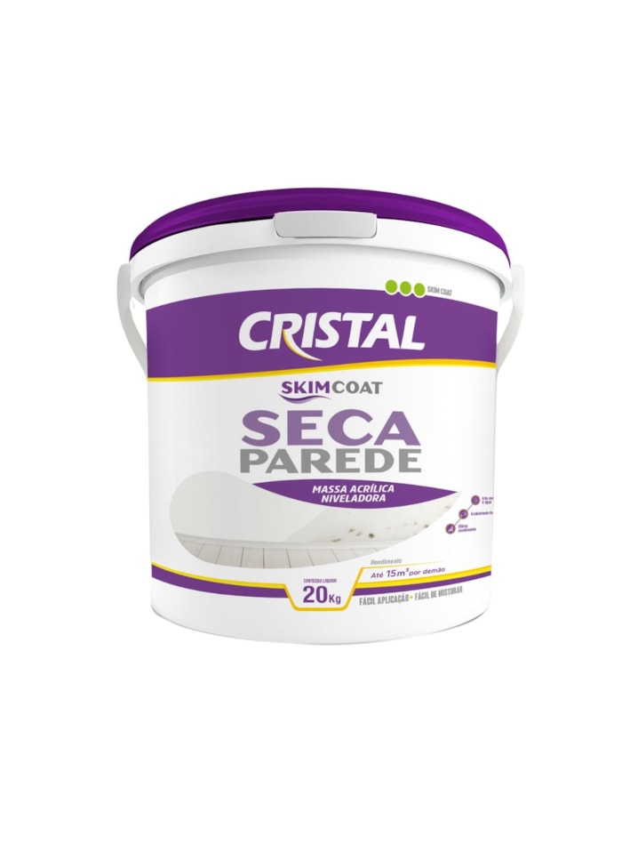 Massa para Nivelamento e Regularização Skim Coat Seca Parede 20KG Cristal
