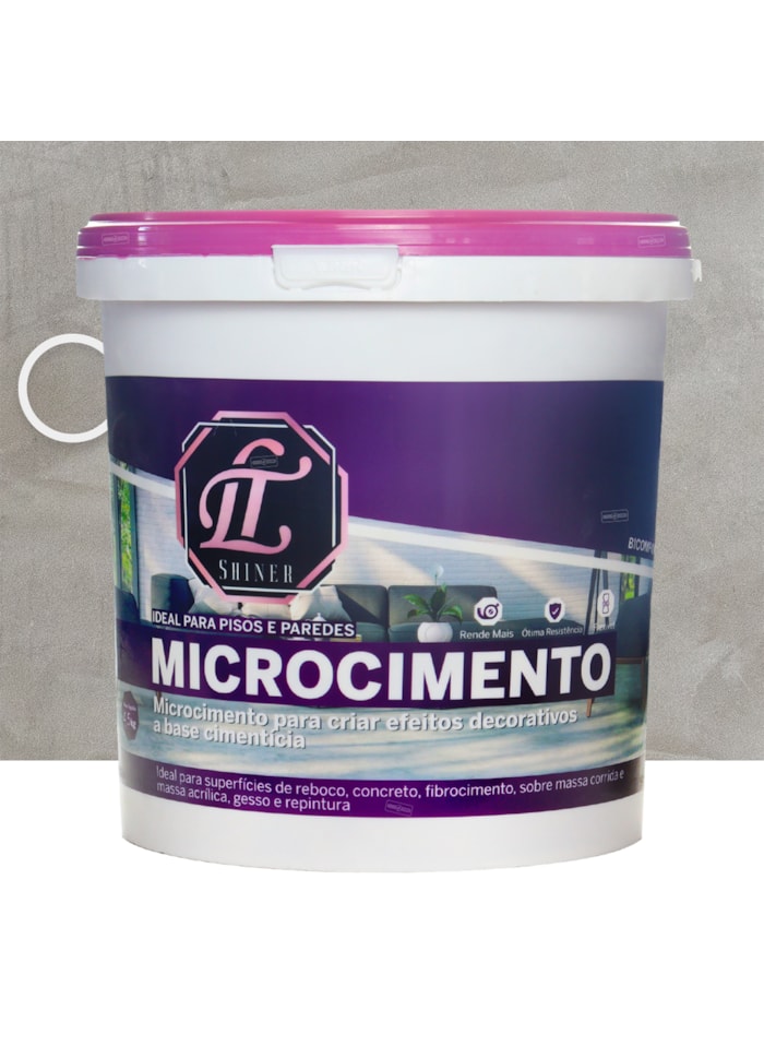 Microcimento LT Shine, 4,5KG Cinza Claro - Ótima Aderência e Flexibilidade