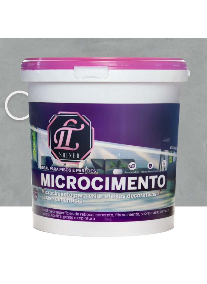Microcimento LT Shine, 4,5KG Cinza Ghost - Ótima Aderência e Flexibilidade
