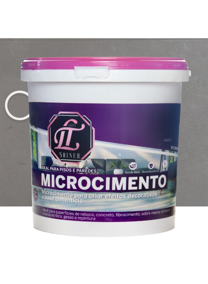 Microcimento LT Shine, 4,5KG Cinza Granizo - Ótima Aderência e Flexibilidade