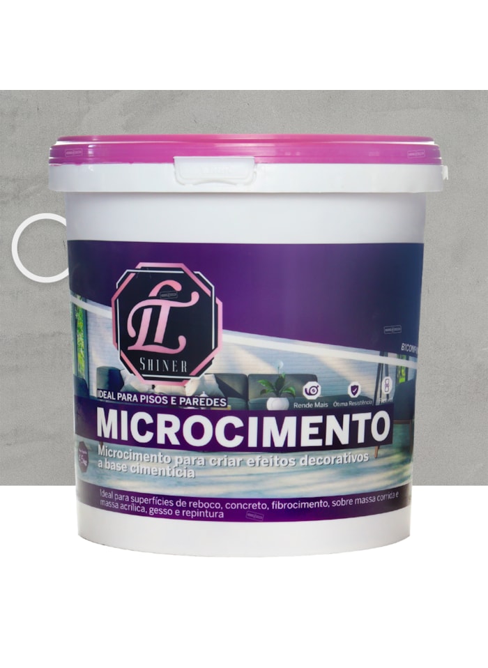 Microcimento LT Shine, 4,5KG Cinza Médio - Ótima Aderência e Flexibilidade