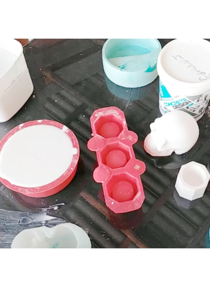Molde de Silicone para Vaso de Suculenta com Escada - Cor Vermelho