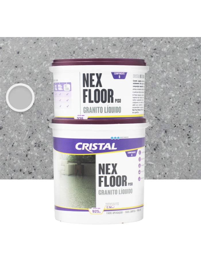 Nex Floor Granito Líquido Cristal, 1,250KG Cinza Andorinha - Fácil Aplicação e Alta Resistência