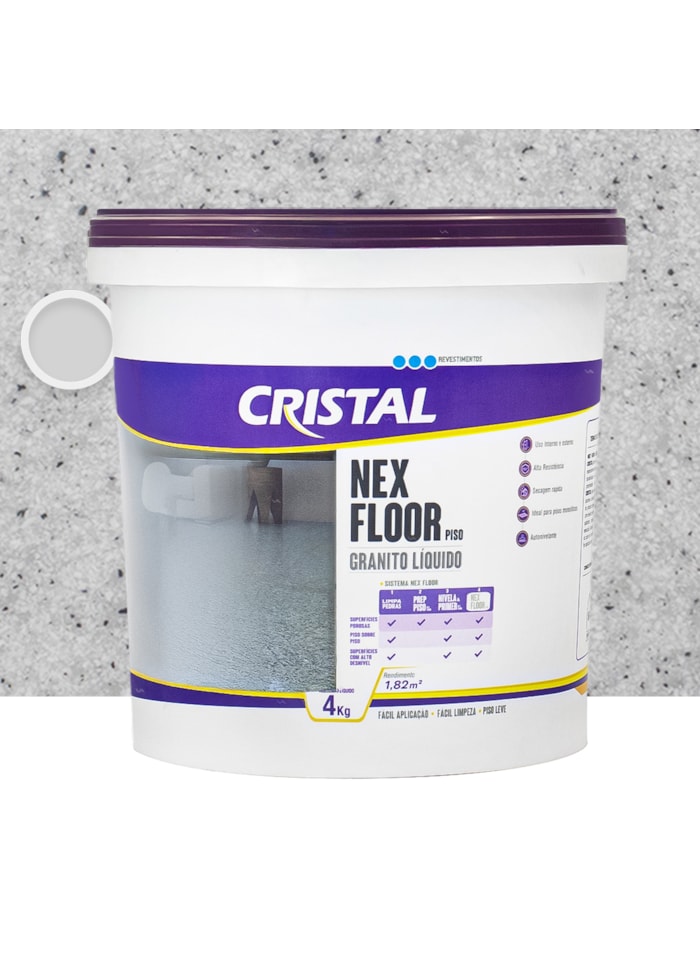 Nex Floor Granito Líquido Cristal, 4KG Branco Ceará - Autonivelante, Uso Interno e Externo