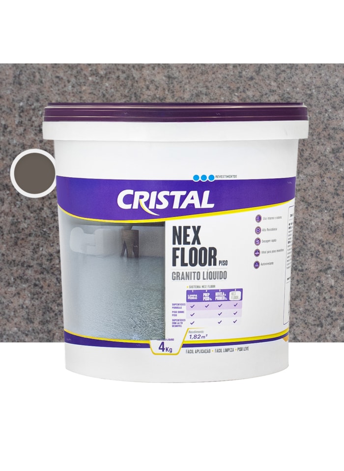 Nex Floor Granito Líquido Cristal, 4KG Marrom Imperial - Autonivelante, Uso Interno e Externo