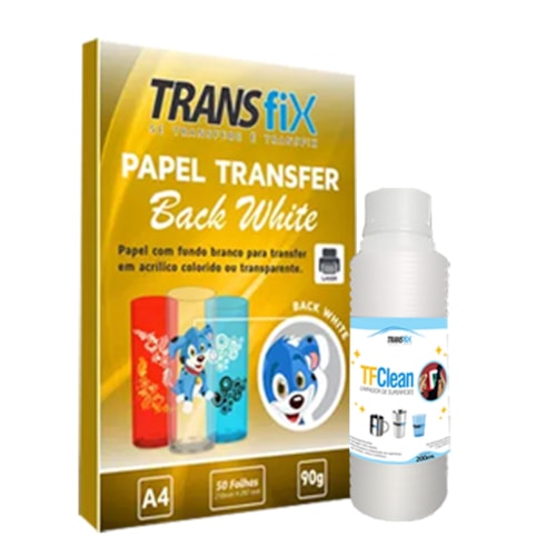 Papel Transfer Laser Back White Fundo Branco 90G  + TF Clean 200ml