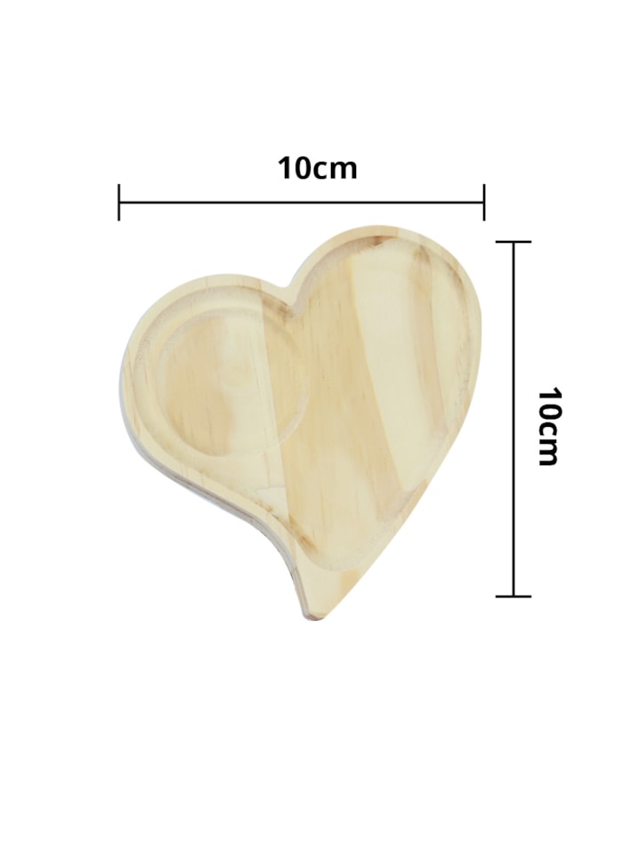 Petisqueira de Madeira Crua - Formato de Coração