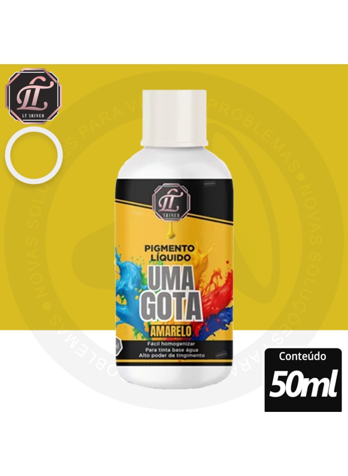 Pigmento Uma Gota LT Shine, 50ML Amarelo - Pronto Para Uso, Fácil de Homogeneizar