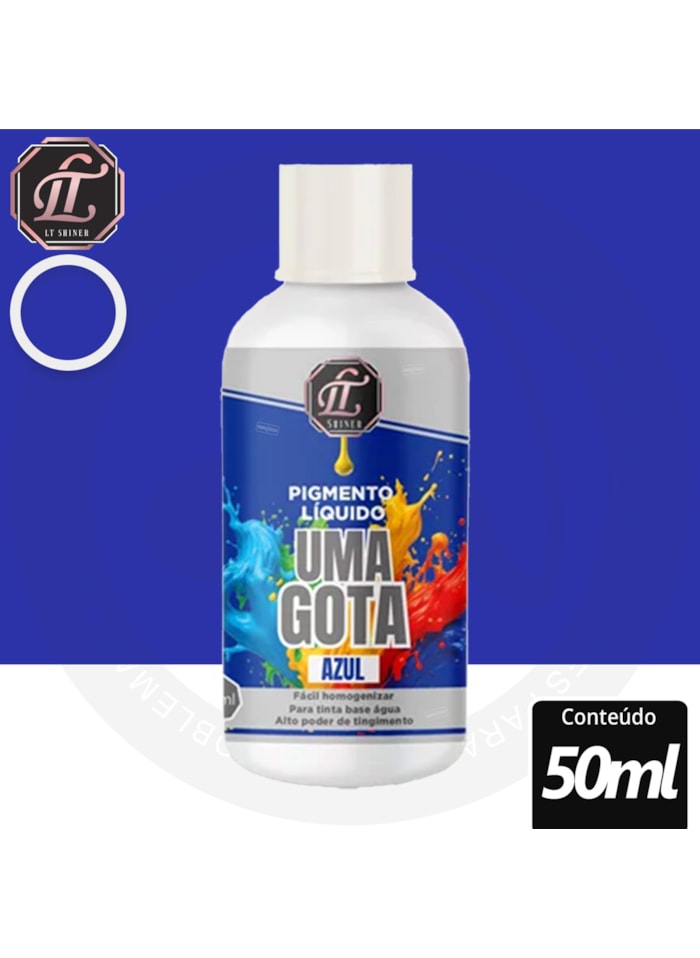 Pigmento Uma Gota LT Shine, 50ML Azul - Pronto Para Uso, Fácil de Homogeneizar