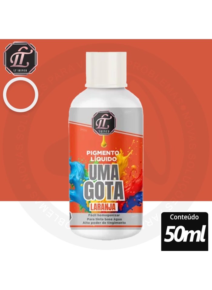 Pigmento Uma Gota LT Shine, 50ML Laranja - Pronto Para Uso, Fácil de Homogeneizar