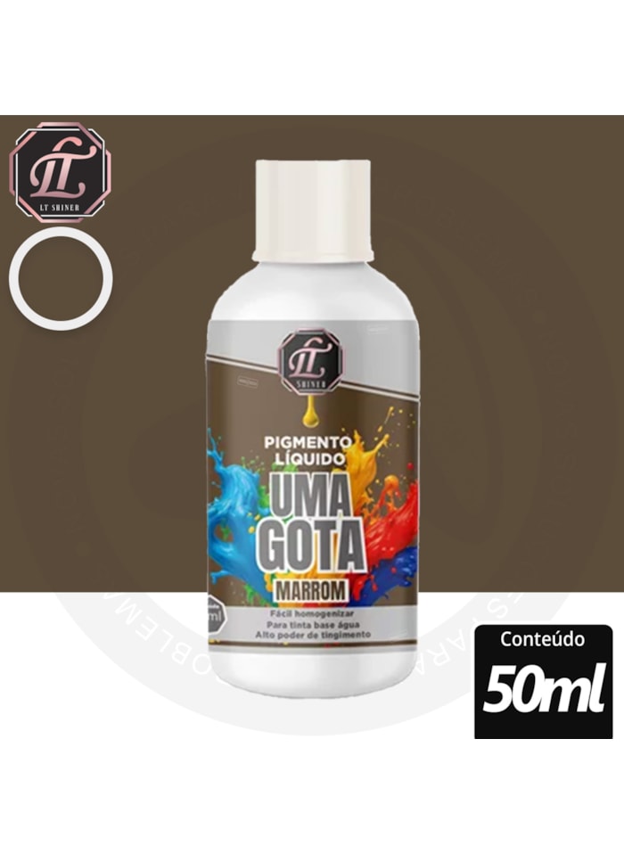 Pigmento Uma Gota LT Shine, 50ML Marrom - Pronto Para Uso, Fácil de Homogeneizar