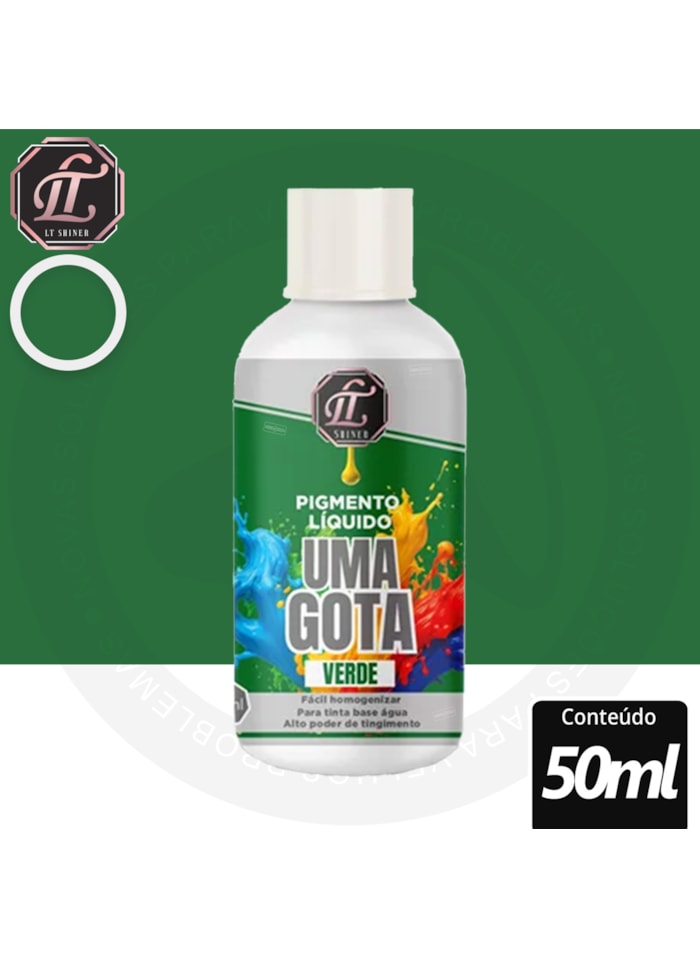 Pigmento Uma Gota LT Shine, 50ML Verde - Pronto Para Uso, Fácil de Homogeneizar