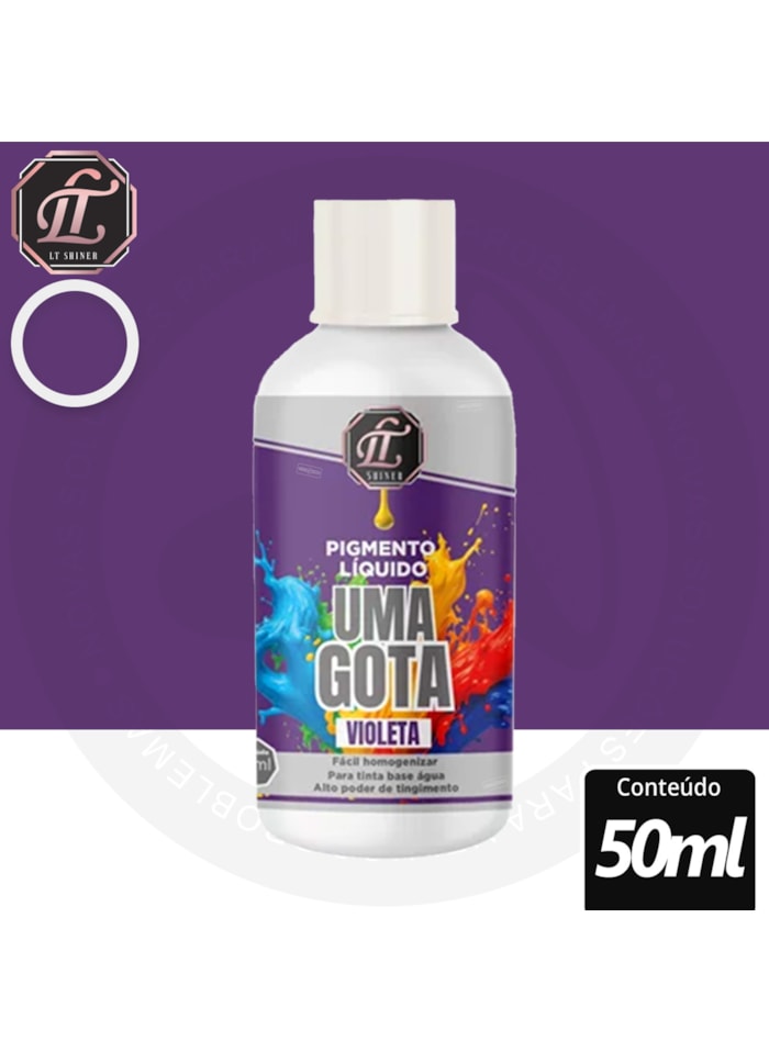 Pigmento Uma Gota LT Shine, 50ML Violeta - Pronto Para Uso, Fácil de Homogeneizar