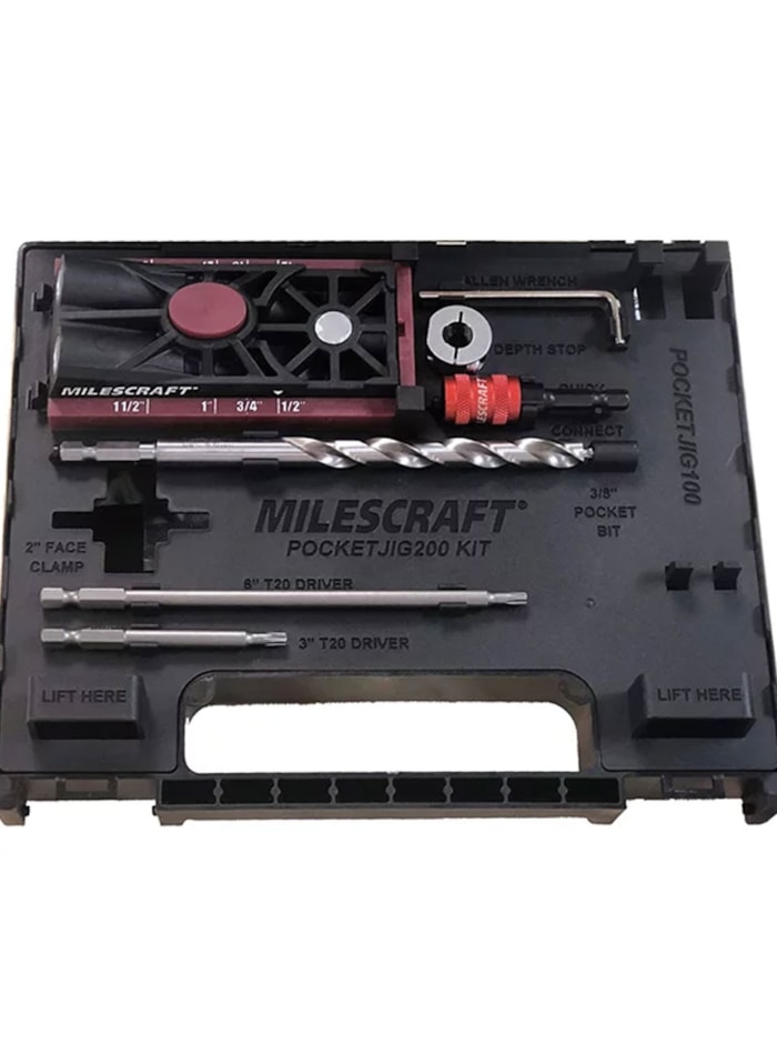 Pocket Hole Jig 200 - Gabarito para Fixação com acessórios e Maleta Milescraft