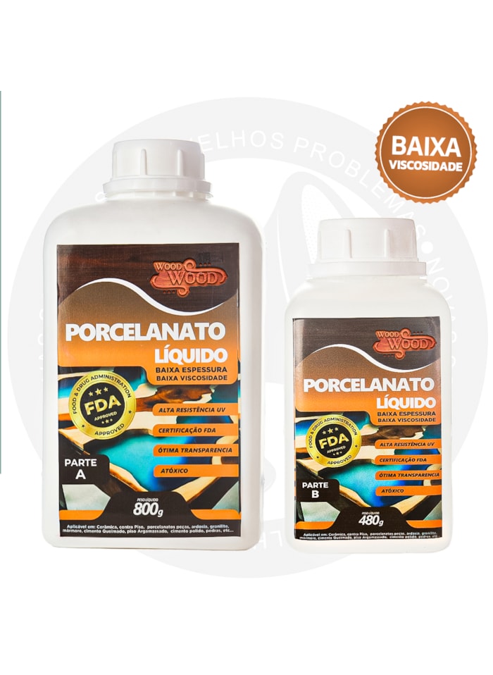 Porcelanato Líquido Atóxico de Baixa Espessura e Baixa Viscosidade Wood Wood, 1,280kg - Alta Resistência, Interno e Externo