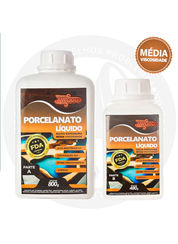 Porcelanato Líquido Atóxico de Baixa Espessura e Média Viscosidade Wood Wood, 1,280kg - Alta Resistência, Interno e Externo