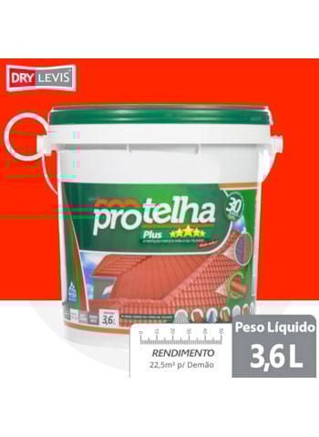 Protelha Plus Cristal, 3,6L Vermelho - Tinta Impermeabilizante para telhas