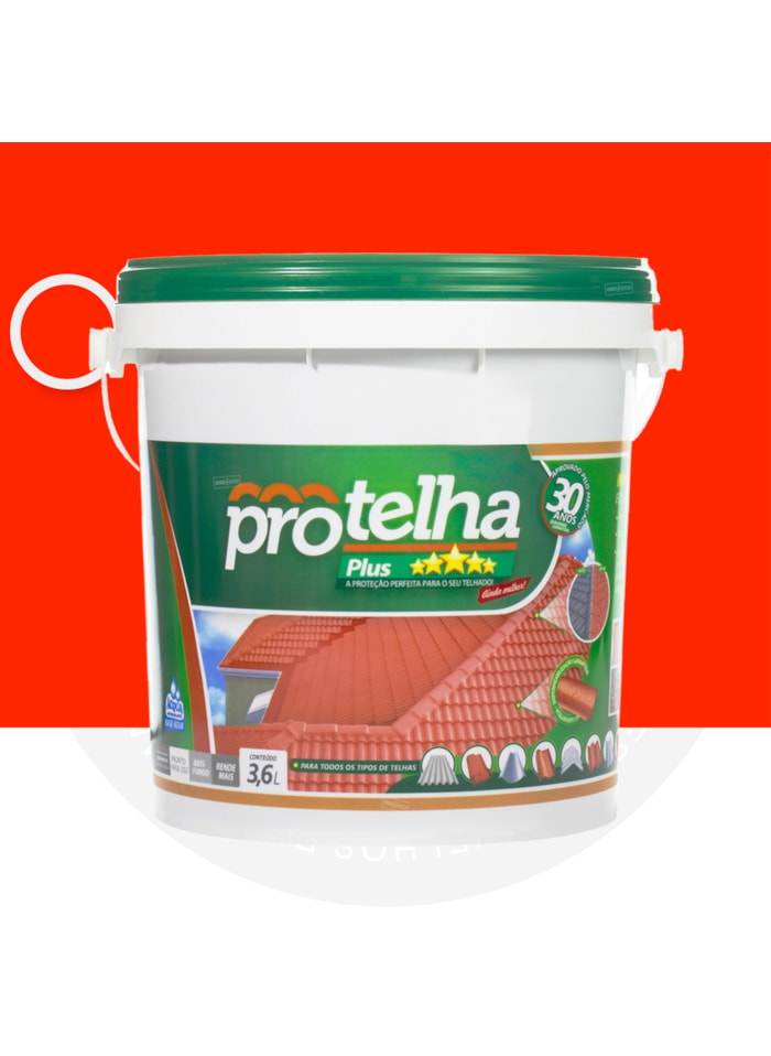 Protelha Plus Cristal, 3,6L Vermelho - Tinta Impermeabilizante para telhas