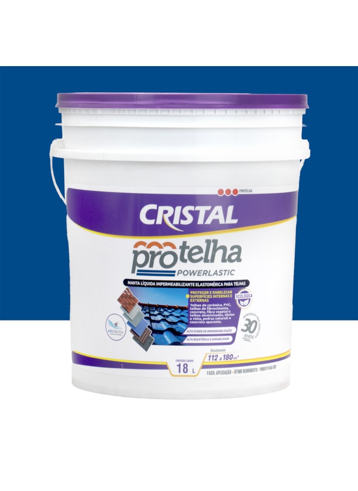 Protelha Powerlastic Cristal, 18L Azul França - Impermeabilizante para Telhas