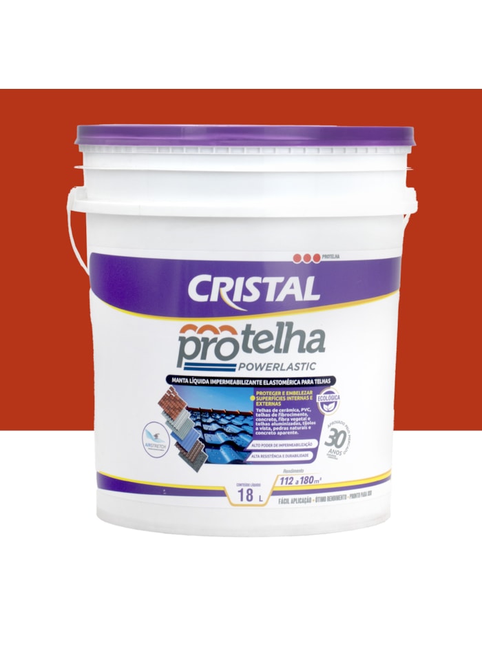 Protelha Powerlastic Cristal, 18L Cerâmica Telha - Impermeabilizante para Telhas
