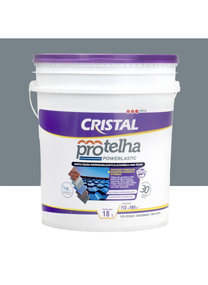 Protelha Powerlastic Cristal, 18L Cinza - Impermeabilizante para Telhas
