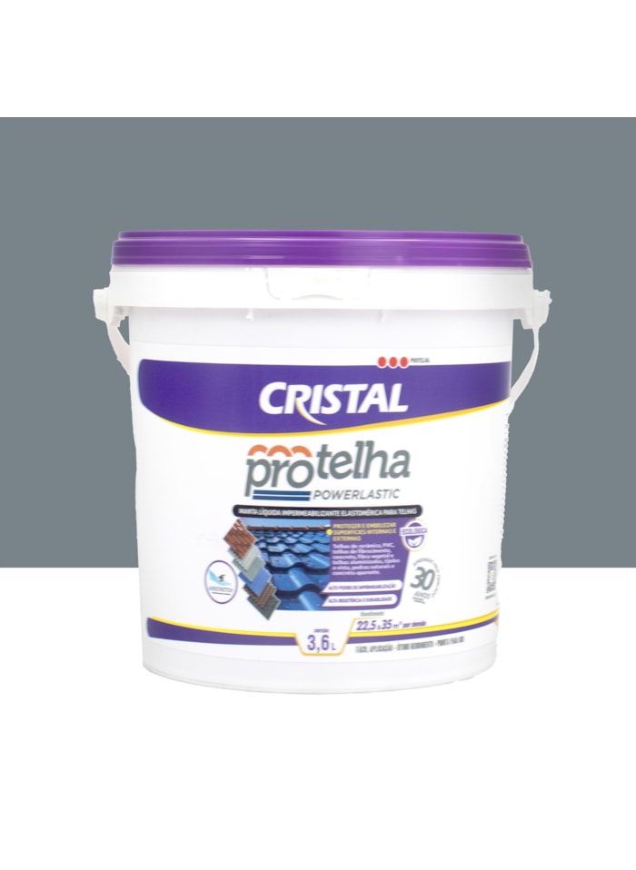 Protelha Powerlastic Cristal, 3,6L Cinza - Impermeabilizante para telhas