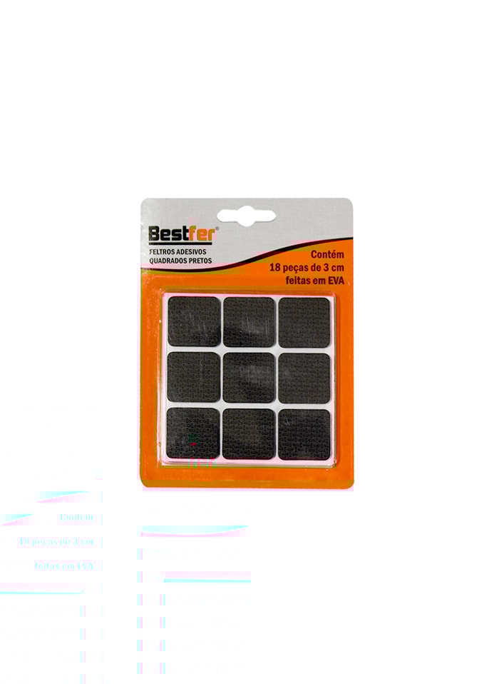 Protetor Adesivo Quadrado 3x3cm Bestfer - 18 Peças
