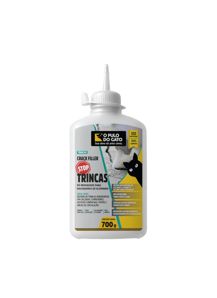 Pulo do Gato Crack Filler Stop Trincas - Pó Reparador para Rachaduras de Alvenaria 700G Concreto