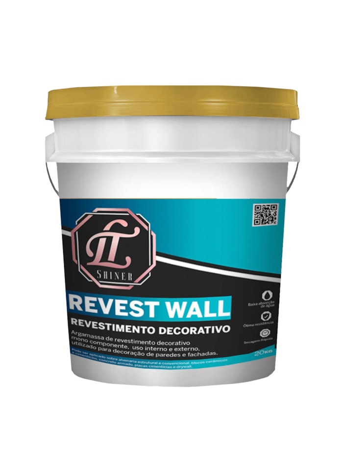 Revestwall Revestimento Decorativo LT Shine, 20KG Bege - Baixa Absorção de Água, Secagem Rápida