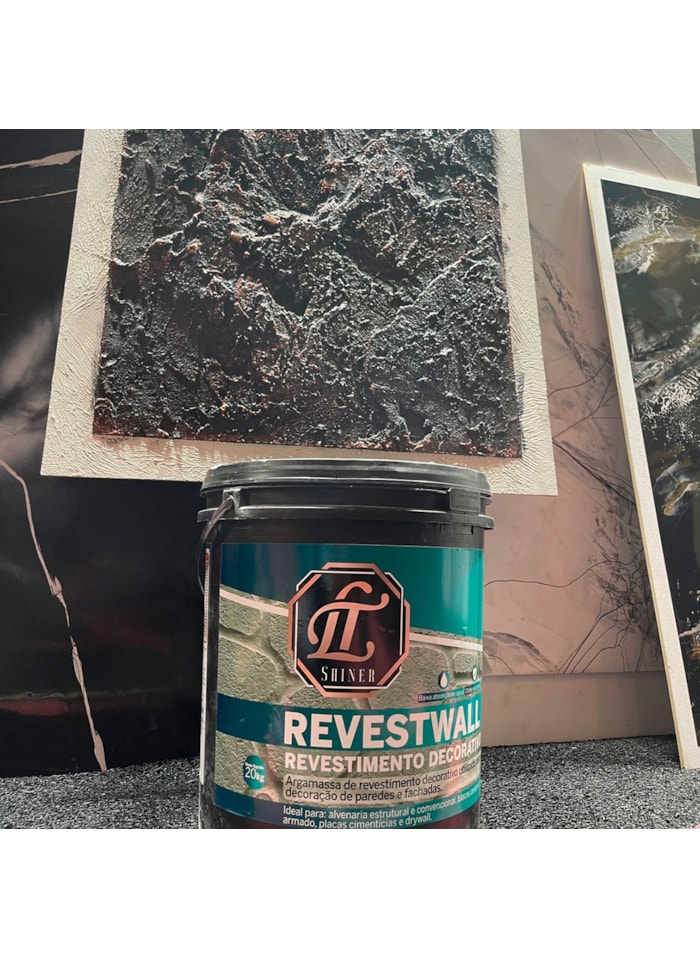 Revestwall Revestimento Decorativo LT Shine, 20KG Bege - Baixa Absorção de Água, Secagem Rápida