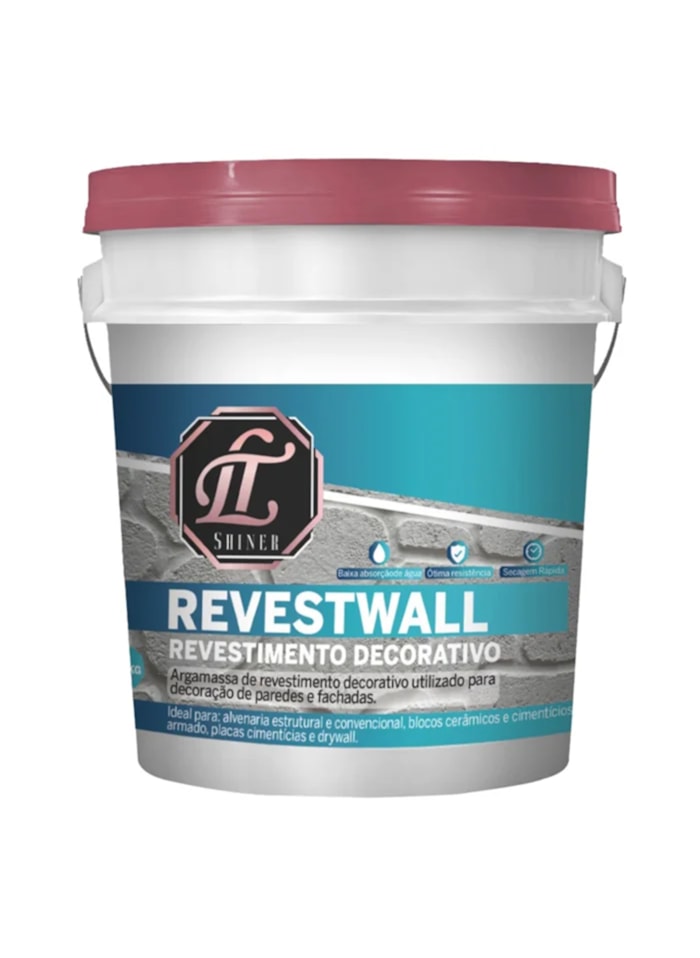 Revestwall Revestimento Decorativo LT Shine, 20KG Bege - Baixa Absorção de Água, Secagem Rápida
