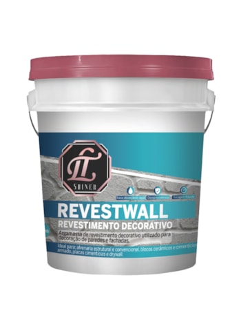 Revestwall Revestimento Decorativo LT Shine, 20KG Branco - Baixa Absorção de Água, Secagem Rápida