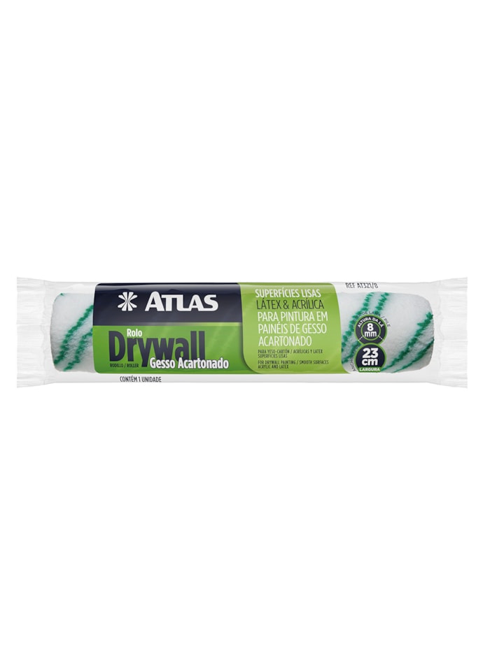 Rolo de Pintura para Drywall em Gesso Acartonado 23cm Atlas