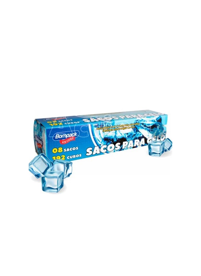 Saco para Gelo Bompack Descartável - 15 Caixas (8 sacos de 192 cubos cada)