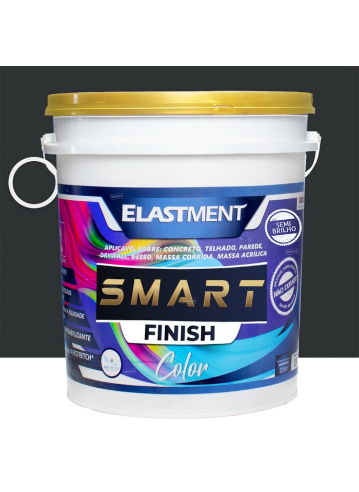 Smart Color Finish, 18L Preto Semi-Brilho  - Alta Cobertura e Flexibilidade, Permeável ao vapor