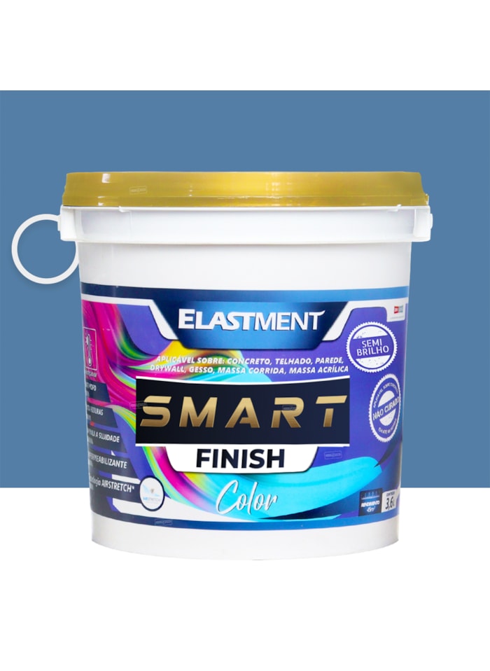 Smart Color Finish, 3,6L Azul Oceano Semi-Brilho - Alta Resistência e Flexibilidade, Uso Interno e Externo