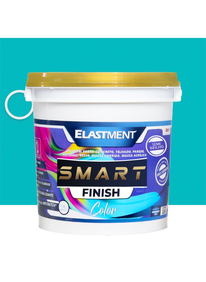 Smart Color Finish, 3,6L Menta Semi-Brilho - Alta Resistência e Flexibilidade, Uso Interno e Externo