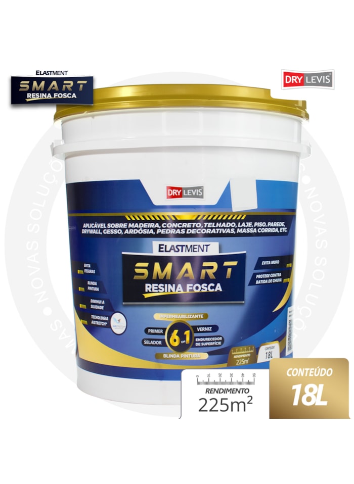Smart Resina 6em1, 18L Fosca - Primer, Seladora e Verniz Base Água