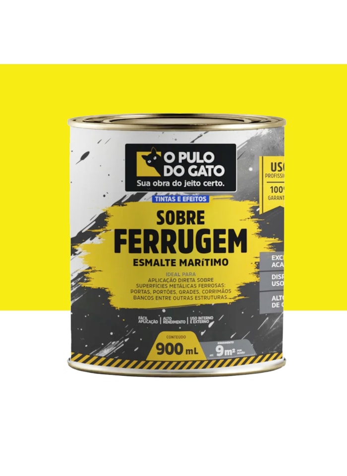 Sobre Ferrugem Esmalte Marítimo O Pulo do Gato, 900G Amarelo - Uso Interno e Externo