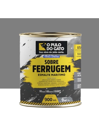Sobre Ferrugem Esmalte Marítimo O Pulo do Gato, 900G Cinza Médio - Uso Interno e Extrerno