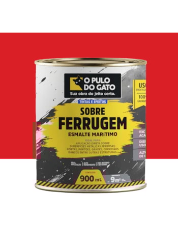 Sobre Ferrugem Esmalte Marítimo O Pulo do Gato, 900G Vermelho - Uso Interno e Externo