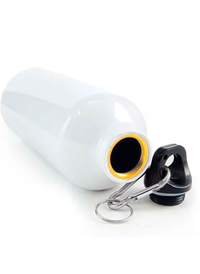 Squeeze Alumínio Branco com Tampa Mosquetão 600ML Mecolour