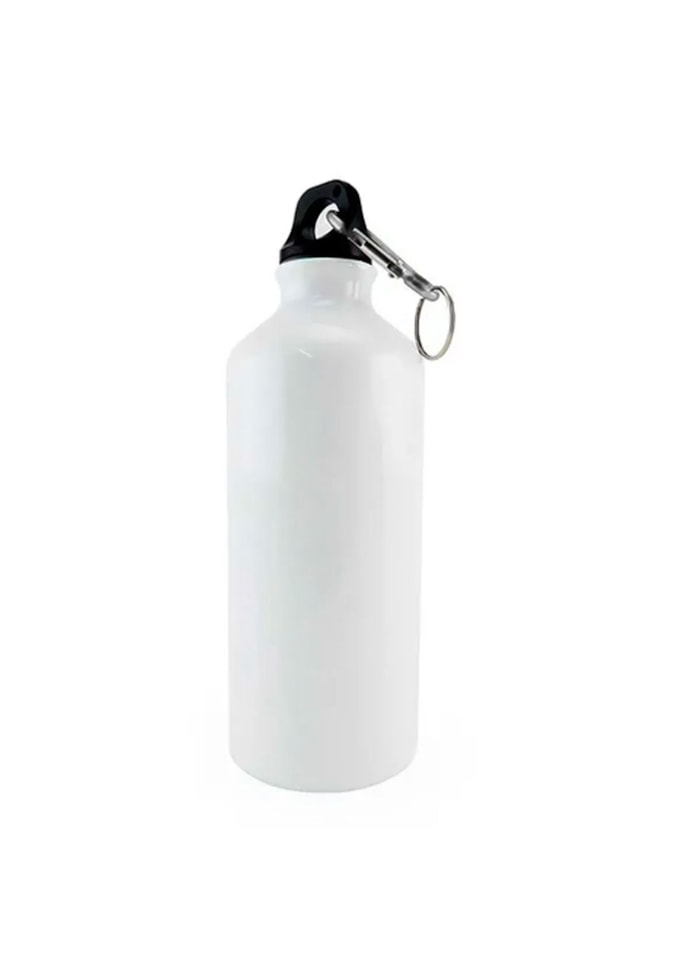 Squeeze Alumínio Branco com Tampa Mosquetão 600ML Mecolour